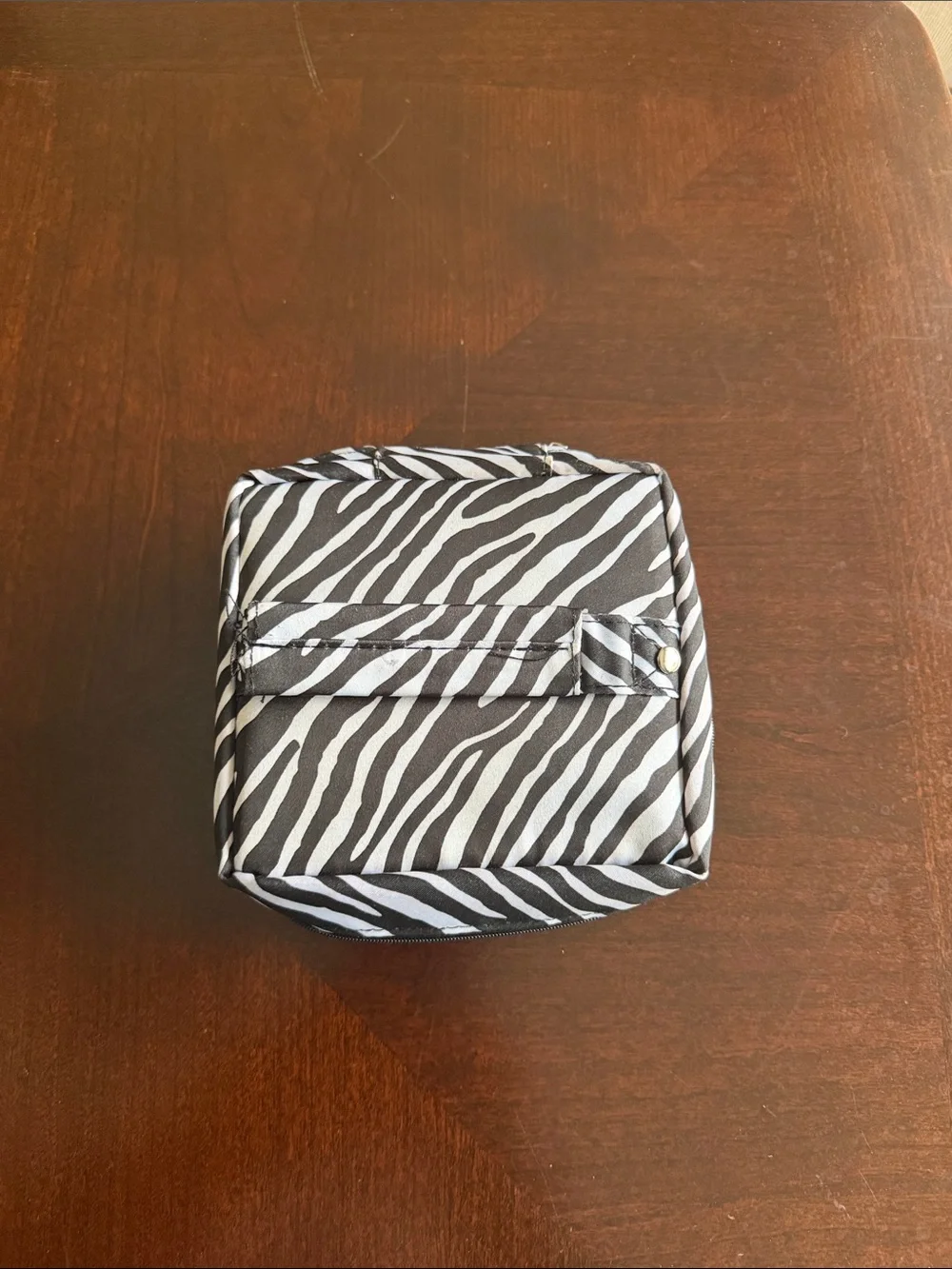Pink Clear Panel Travel jewelry Organizer with Zebra
